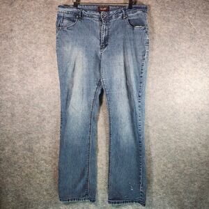 Angels Jeans Women Stretch Denim Straight Leg Blue Medium Wash Size 14 Bling
